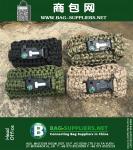 EDC engrenagem Paracord Kit de Emergência Pocket Knife Ferramentas da pesca kit de sobrevivência de acampamento ao ar livre Militar Grau Carabiner Carry Bag