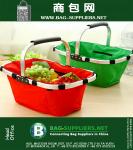 Outdoor Folding Picnic Basket Food Storage Basket Portable Shopping Tote Bag Aluminum Frame Convenient Travel Tools
