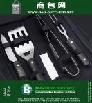 Portable 4pcs set stainless steel bbq grill accessories set bbq tongs and knife and fork and shovel BBQ cooking tools set with carrying bag